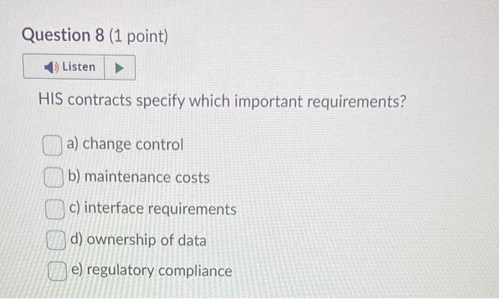 please help find all that apply!! HIS contracts