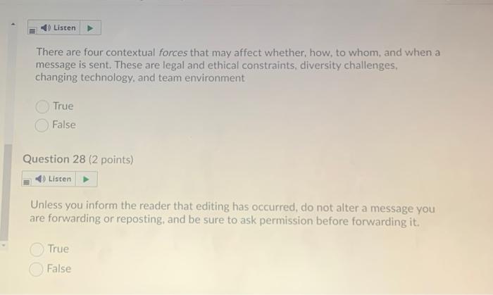 19 Listen There are four contextual forces that