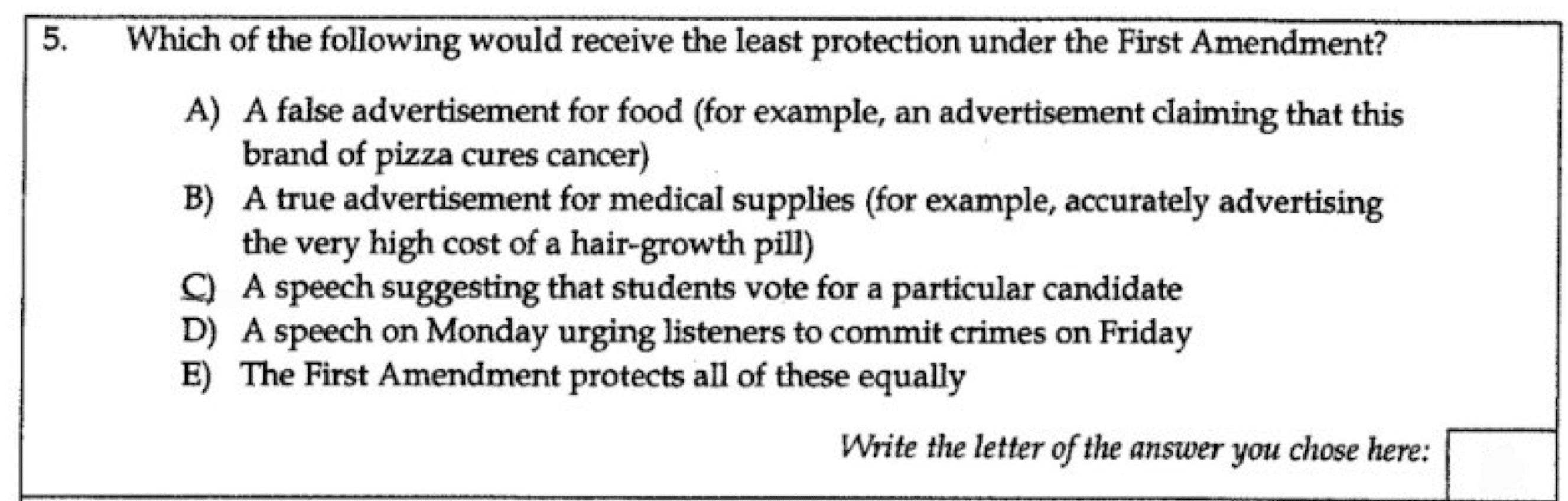 Answer is not C or D for question 5. 5. Which of