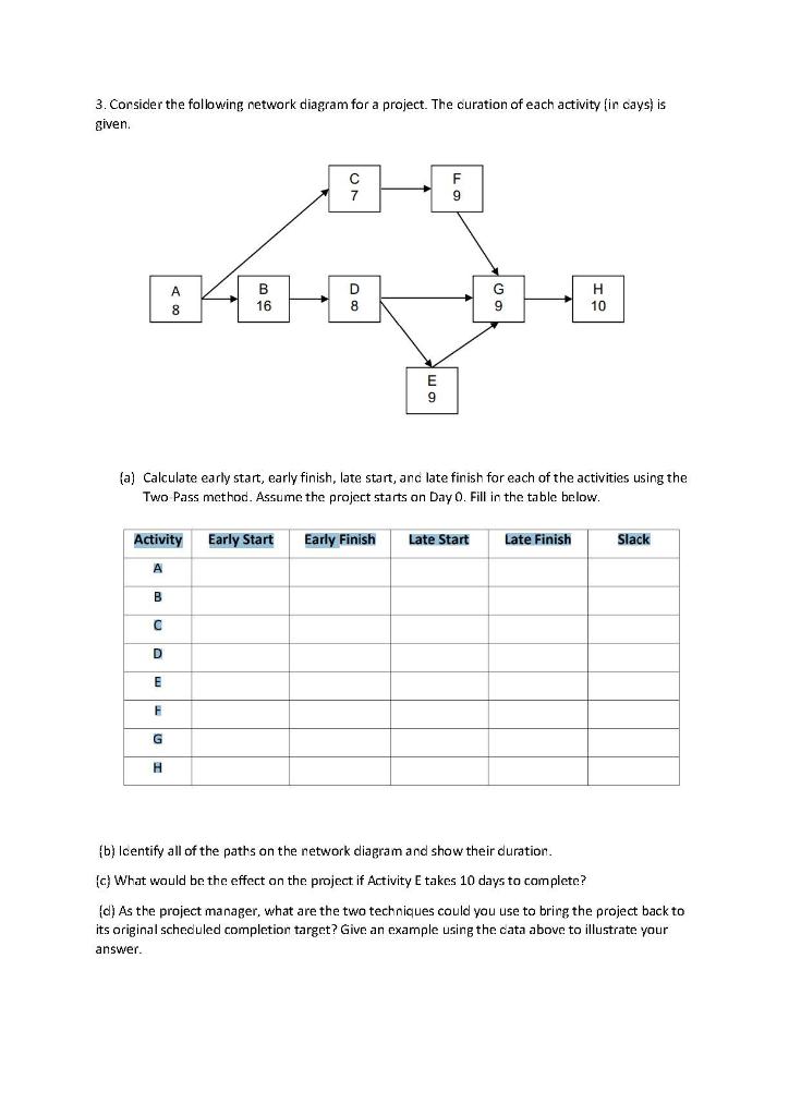 PLEASE ANSWER ONLY A IN THE TABLE PROVIDED BELOW