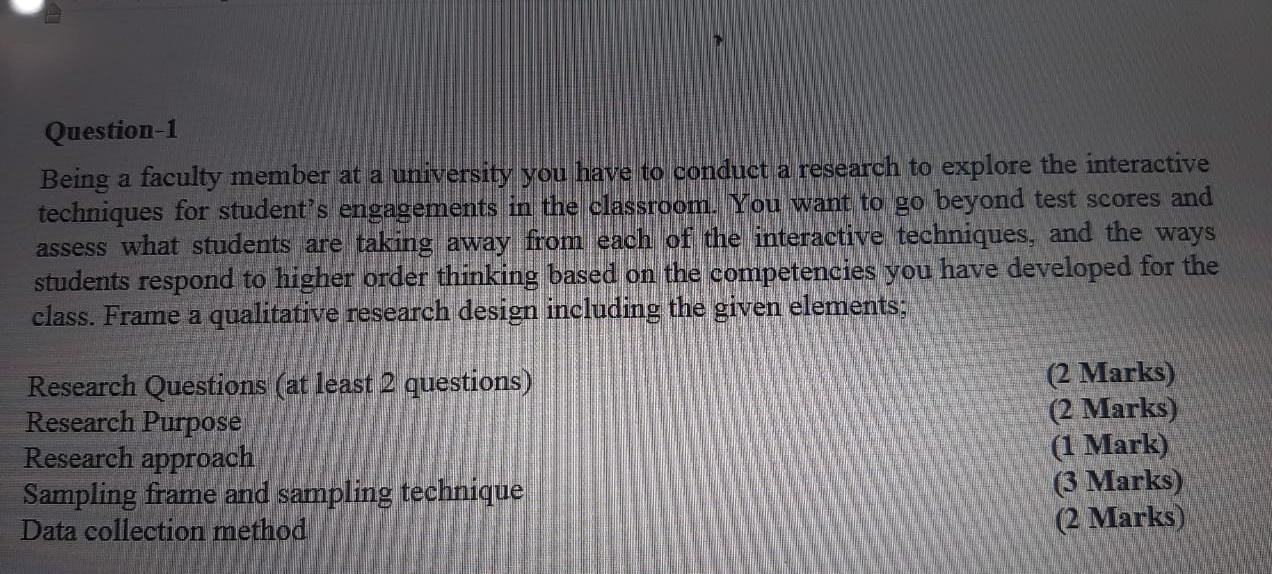 Question-1 Being a faculty member at a university