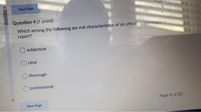 Next Page Question 4 (1 point) Which among the