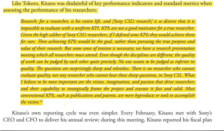 Kitano believes that research, for a researcher,