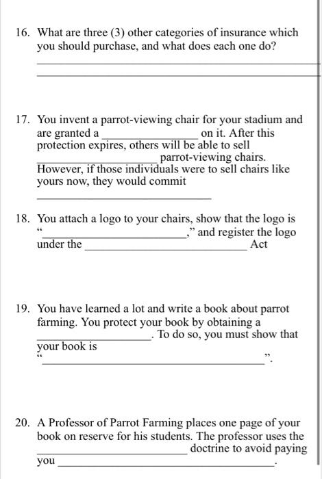 property worksheet fill in the blank with