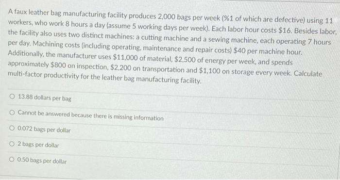 A faux leather bag manufacturing facility