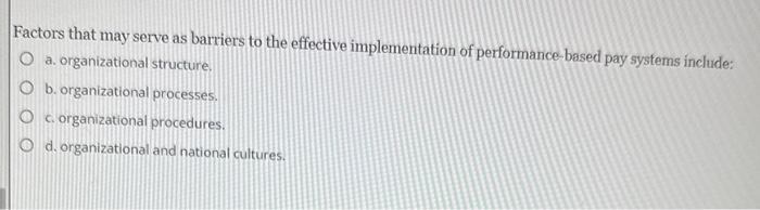 Factors that may serve as barriers to the