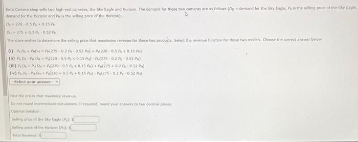 Use excel solver denand for the Hanzon and Pris