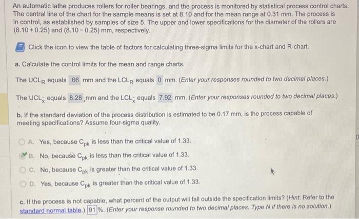 find c An automatic lathe produces rollers for