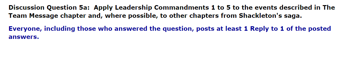 Discussion Question 5a: Apply Leadership
