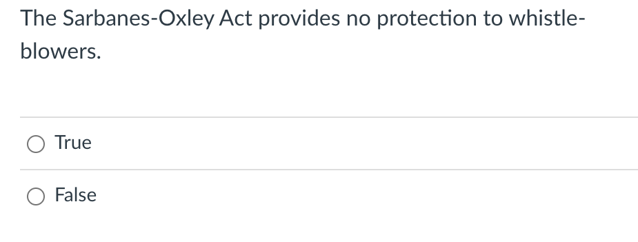 The Sarbanes-Oxley Act provides no protection to