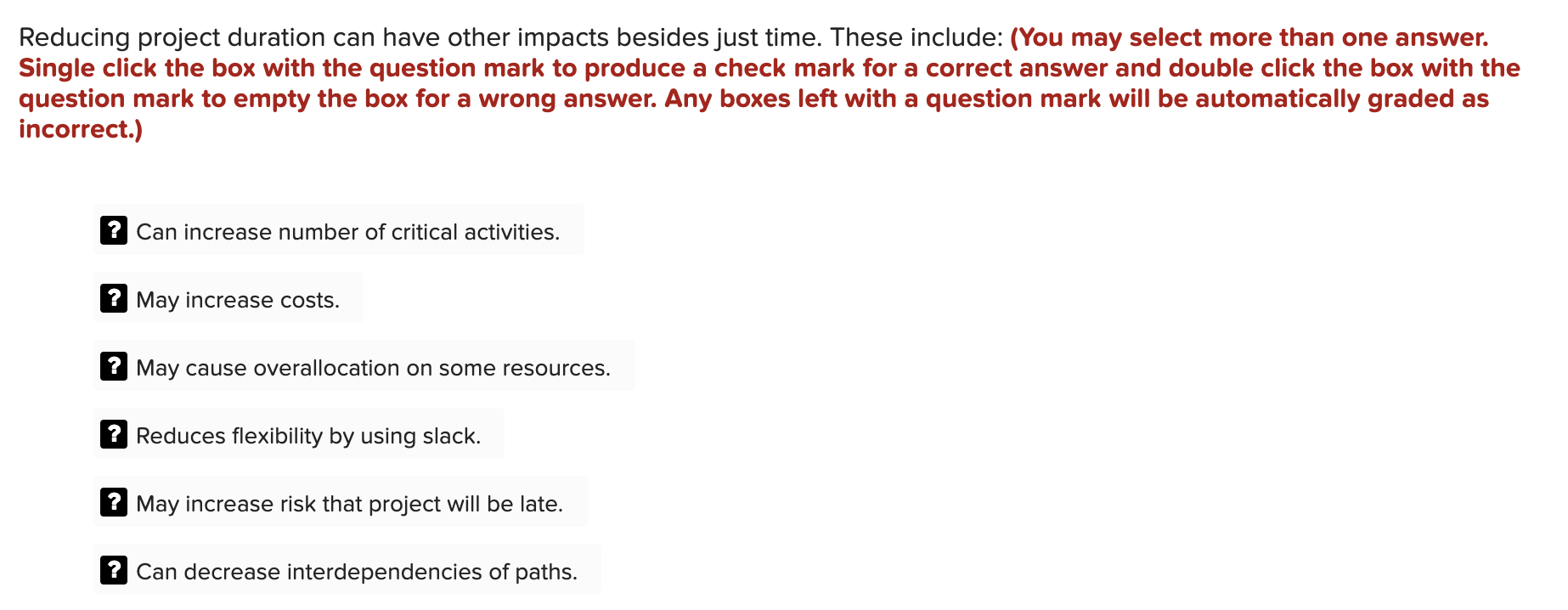 Reducing project duration can have other impacts
