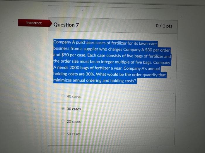 Company A purchases cases of fertilizer for its