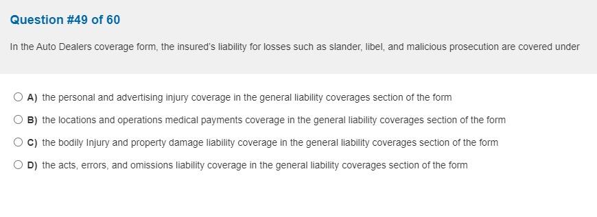 The Business Auto Coverage form declarations