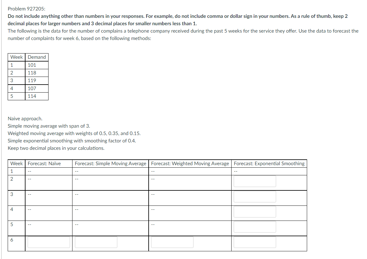 Problem 927205: Do not include anything other