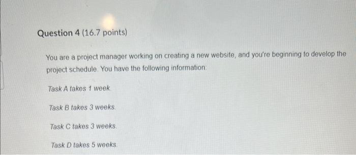You are a project manager working on creating a