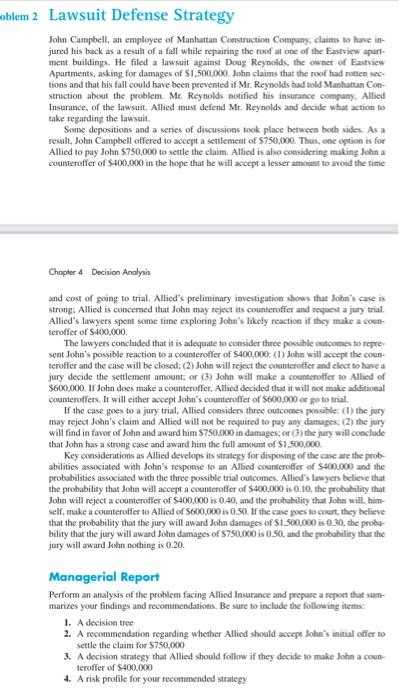 oblem 2 Lawsuit Defense Strategy John Campbell,