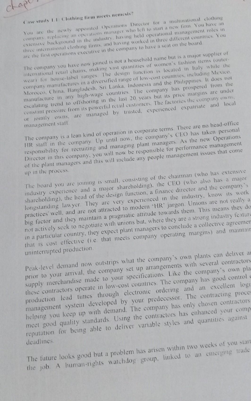 Case study 11: Clothing firm meetsnemesis? You