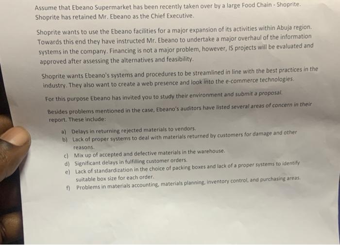 come up with a proposal Assume that Ebeano