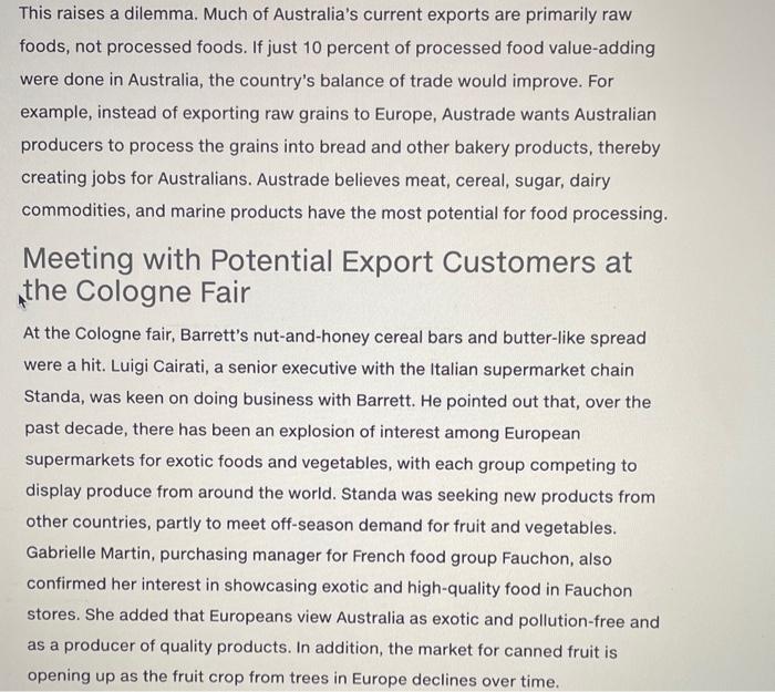 Barrett Farm Foods: A Small Firm's International