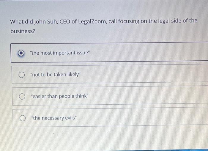 What did John Suh, CEO of Legal Zoom, call