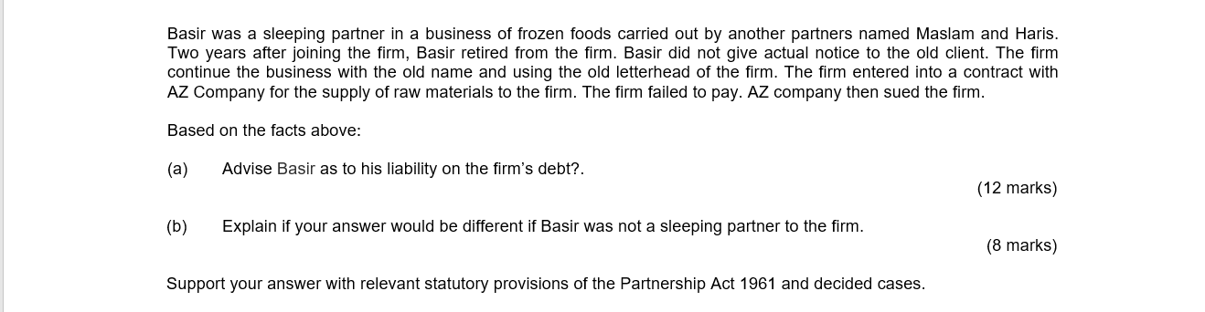 Basir was a sleeping partner in a business of