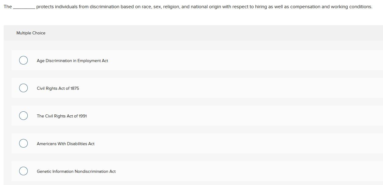 The protects individuals from discrimination