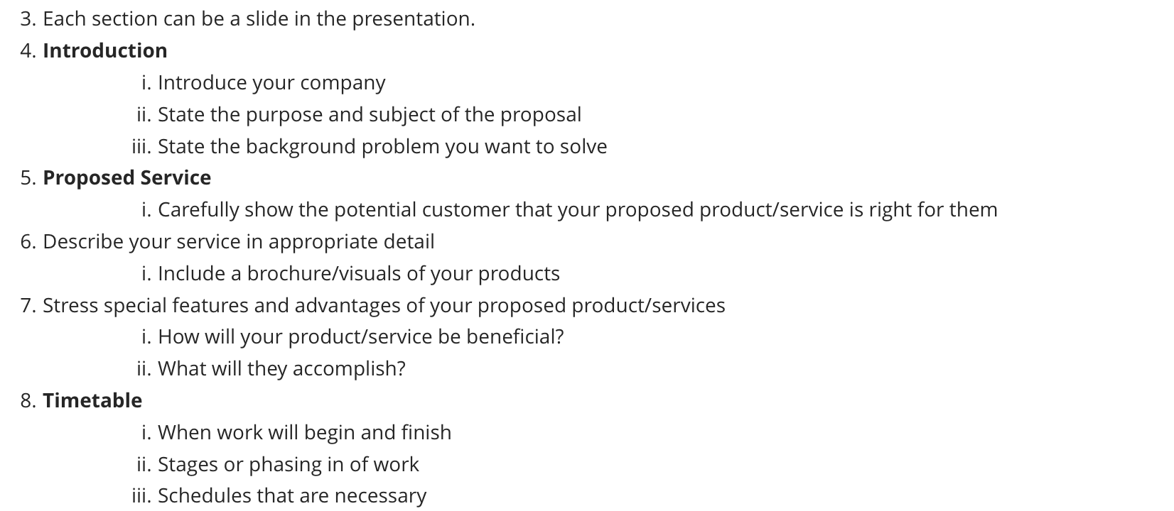 I need help with what to write in each slide,