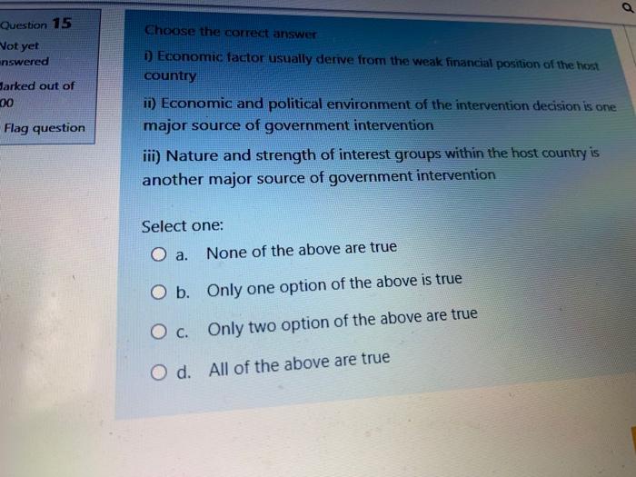 o Question 15 Choose the correct answer Not yet