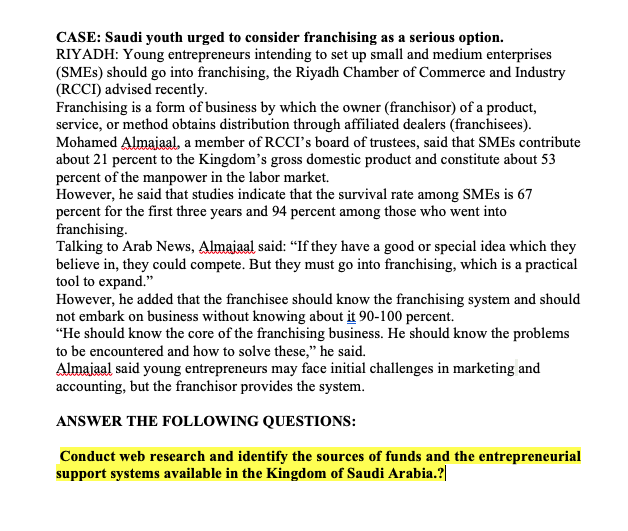 CASE: Saudi youth urged to consider franchising