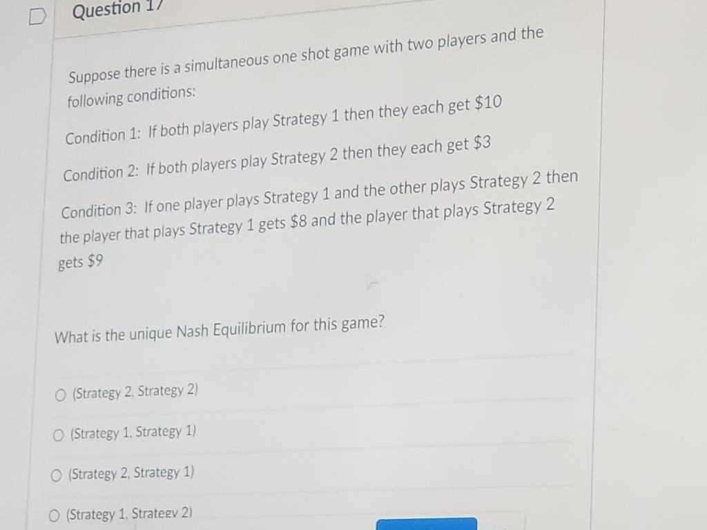 Question 1) Suppose there is a simultaneous one