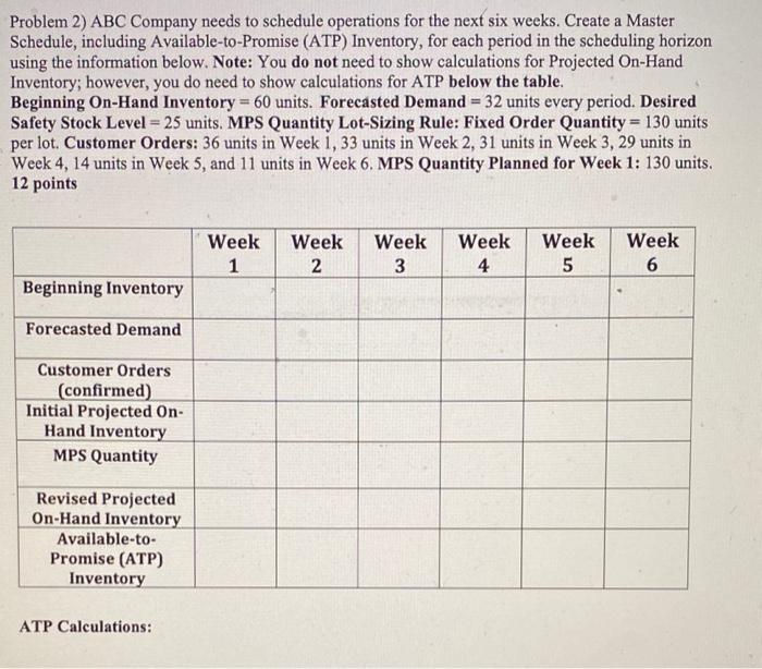 show work plz, thanks Problem 2) ABC Company