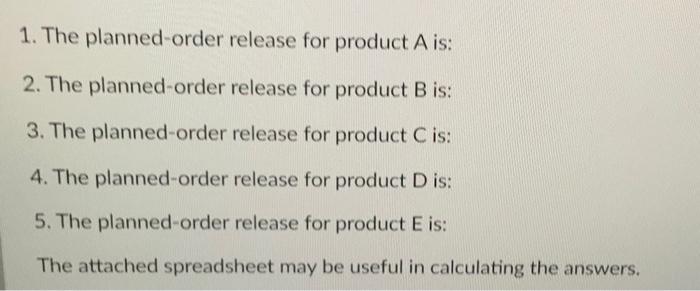 Given the following information, develop a