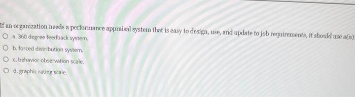 If an organization needs a performance appraisal