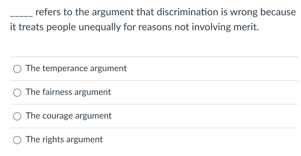 refers to the argument that discrimination is