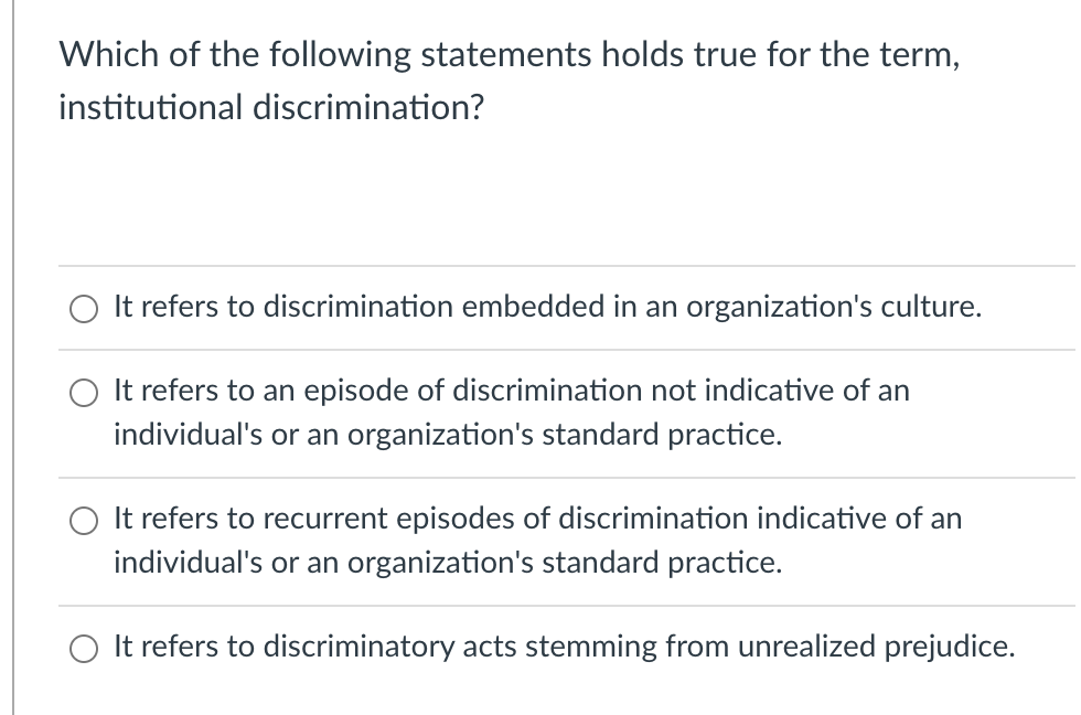 refers to the argument that discrimination is