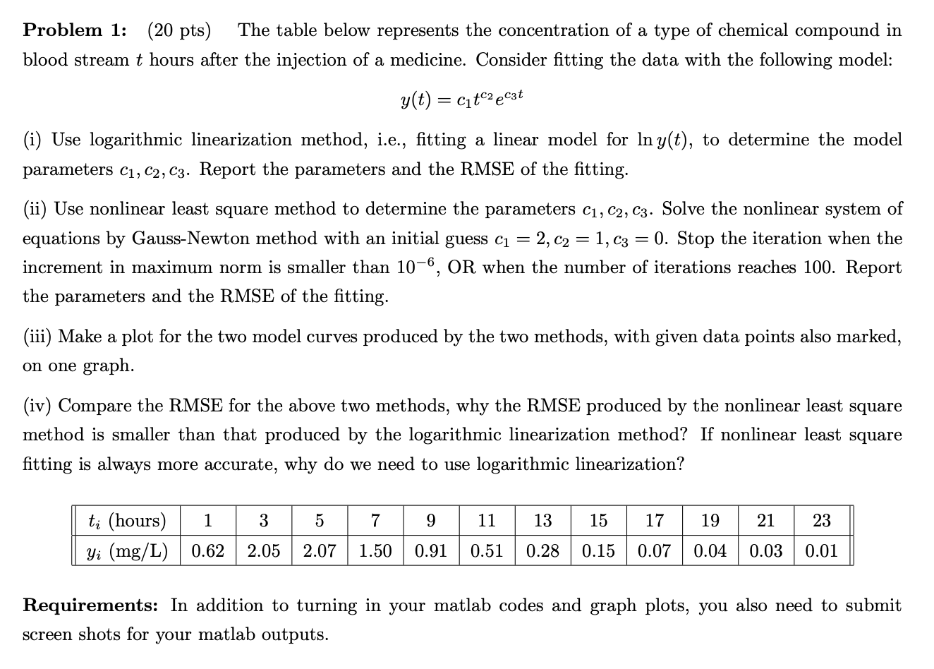 parts i , ii , iii , iv please Problem 1: (20