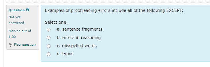 Question 6 Examples of proofreading errors