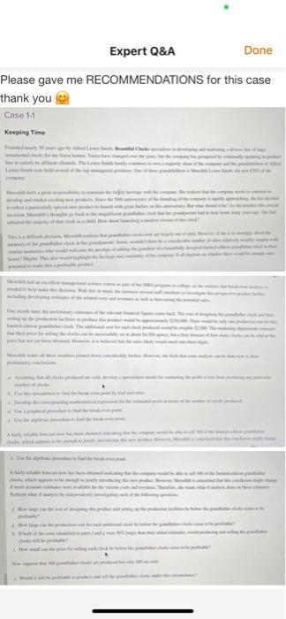 What is your recommendations about this CASE no