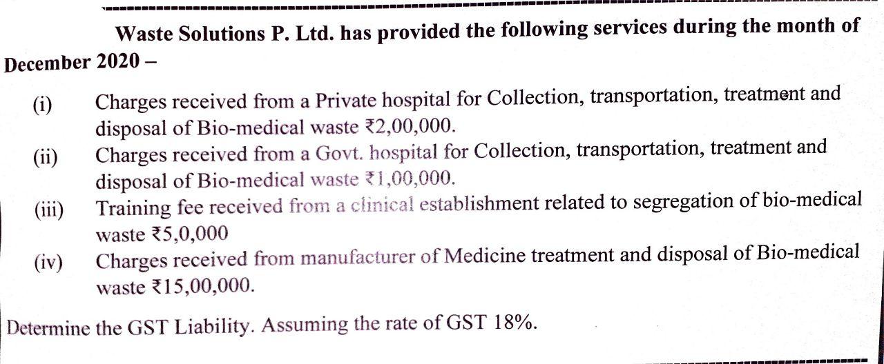 Waste Solutions P. Ltd. has provided the