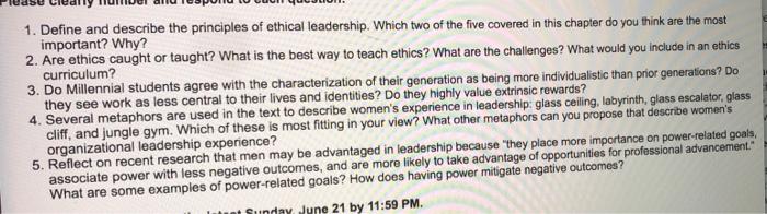 1. Define and describe the principles of ethical