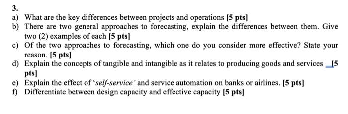 a) What are the key differences between projects