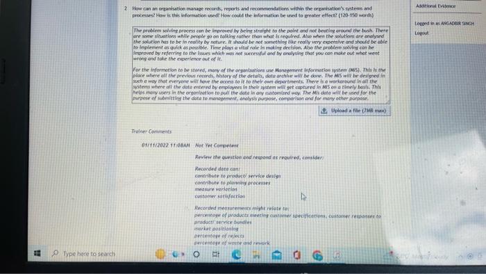 can you also provide what my trainer ask to write