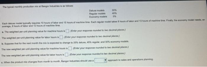 The fypical monthly production mix of A iorpor