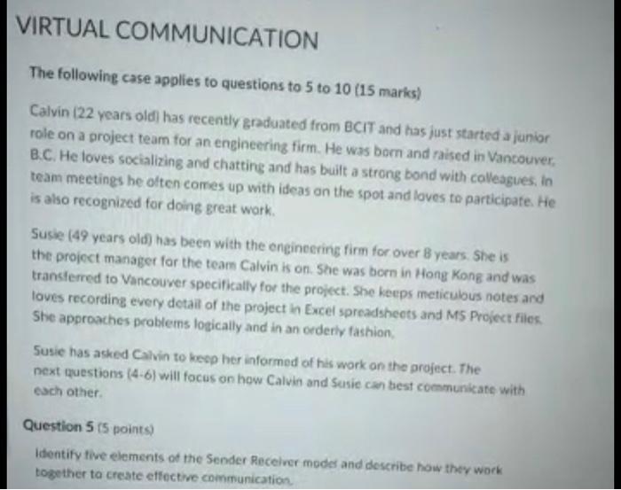 The following case applies to questions to 5 to