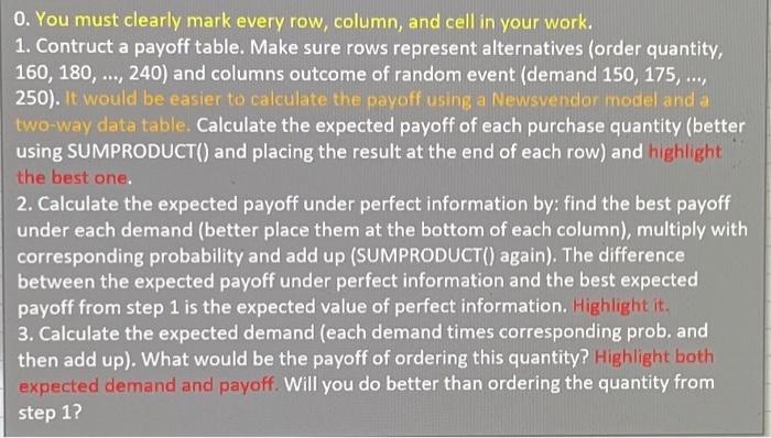 please clearly show all steps and excel functions