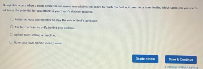 Assignment: Chapter 04: Managing Decision Making