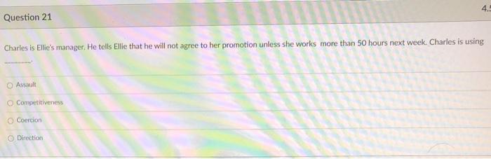 4. Question 21 Charles is Ellie's manager. He