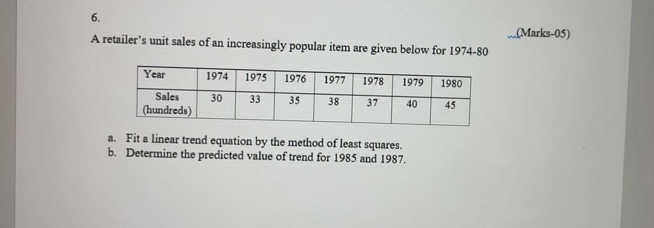 6. A retailer's unit sales of an increasingly
