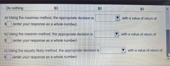 Given the following conditional value table,