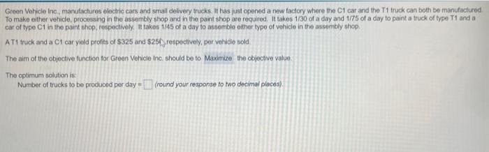 Green Vehicie Inc., manufactures electric cars